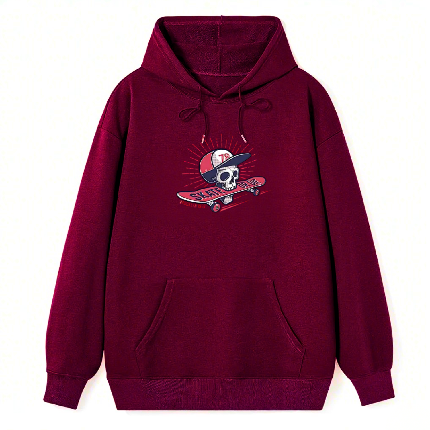 Skull Skateboard Retro Classic Hoodie - Image 4